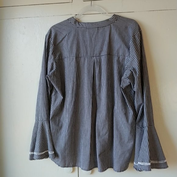 Studio West Black & White Gingham Top w/Red Roses - Picture 11 of 11